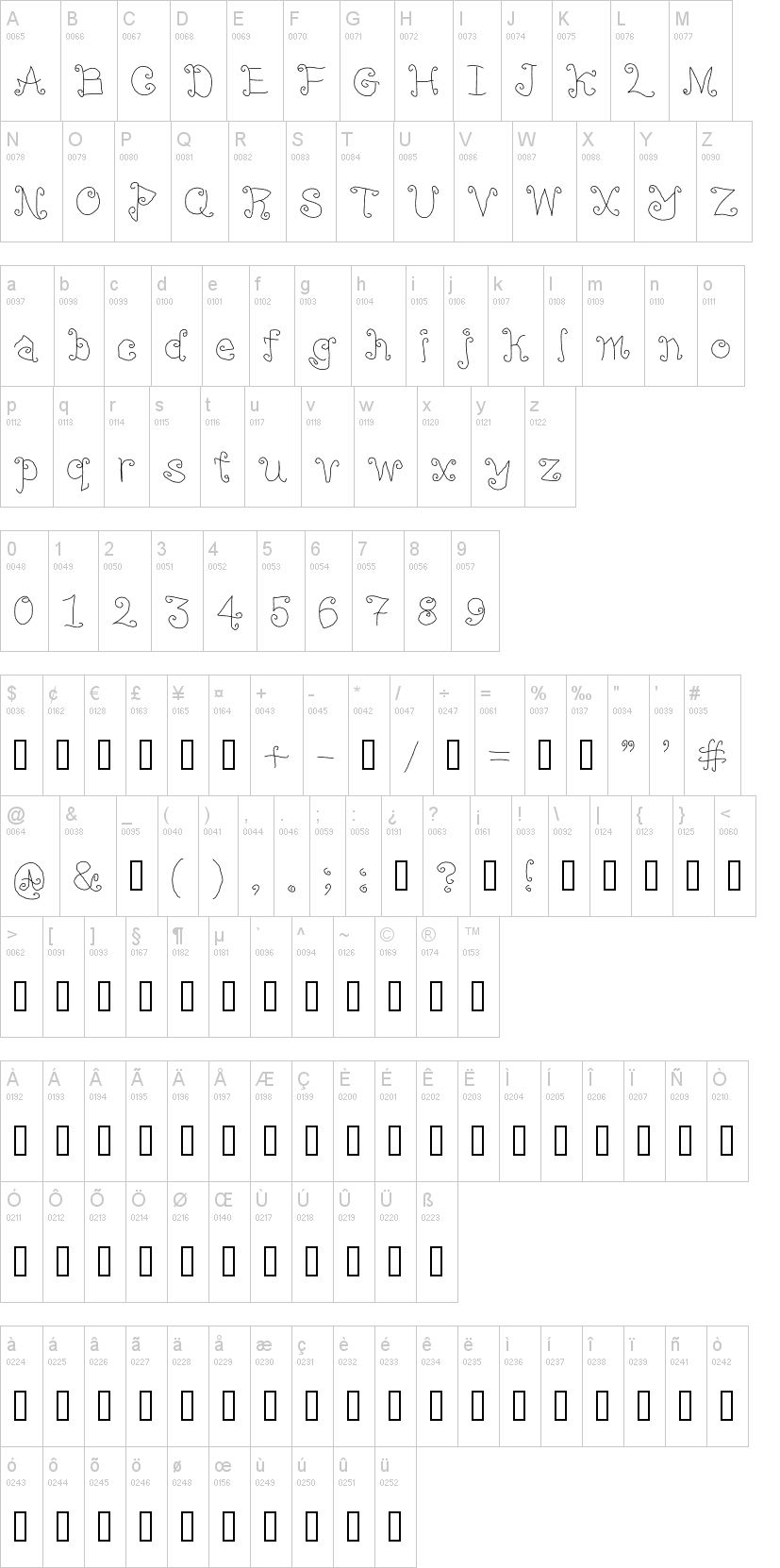 Lamp Post 字体字形表