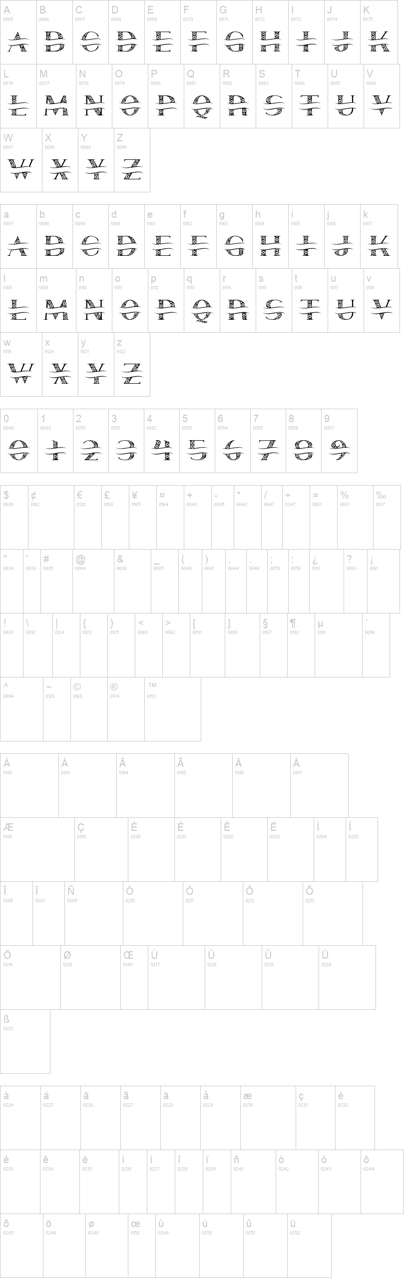 Love Flow 字体字形表