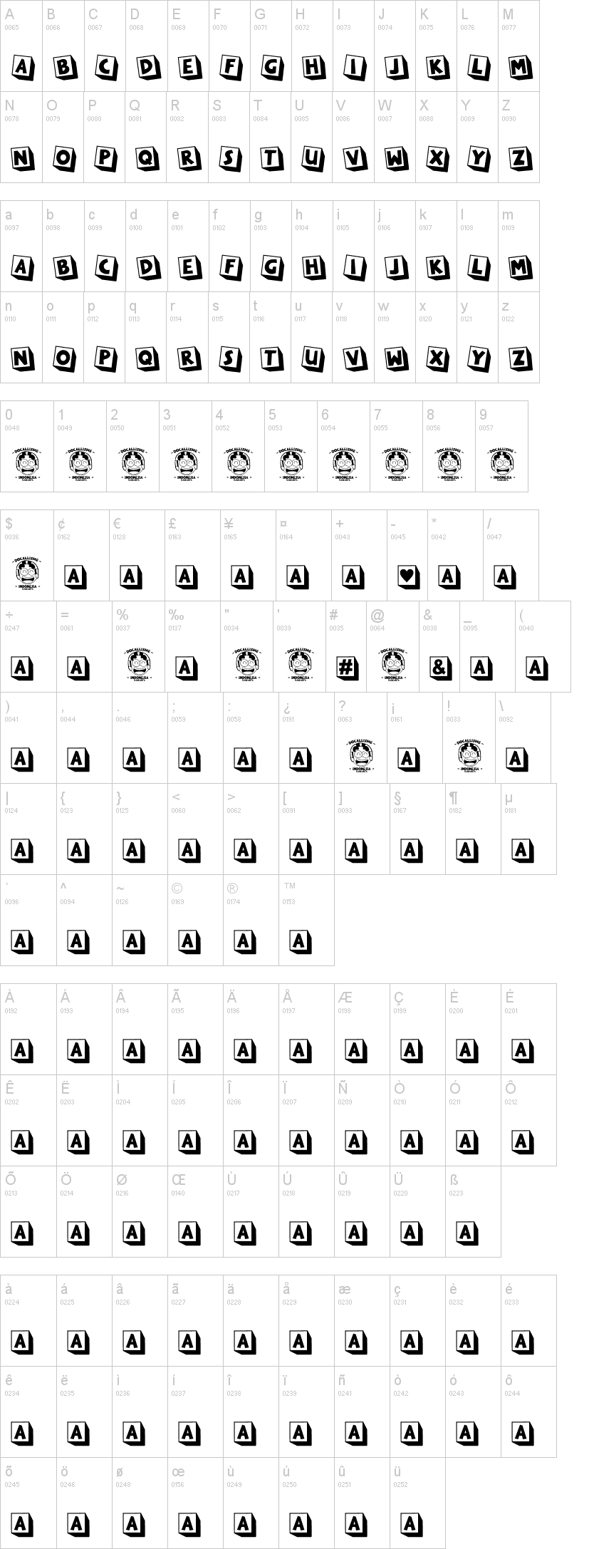 Love You 字体字形表