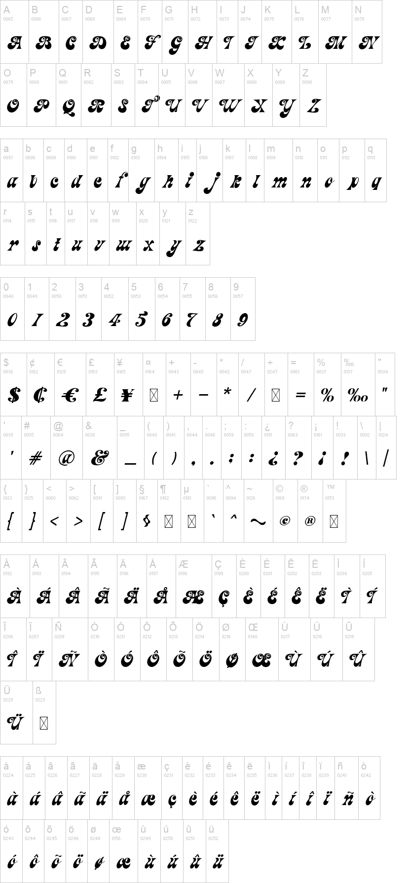 Magic Funk 字体字形表