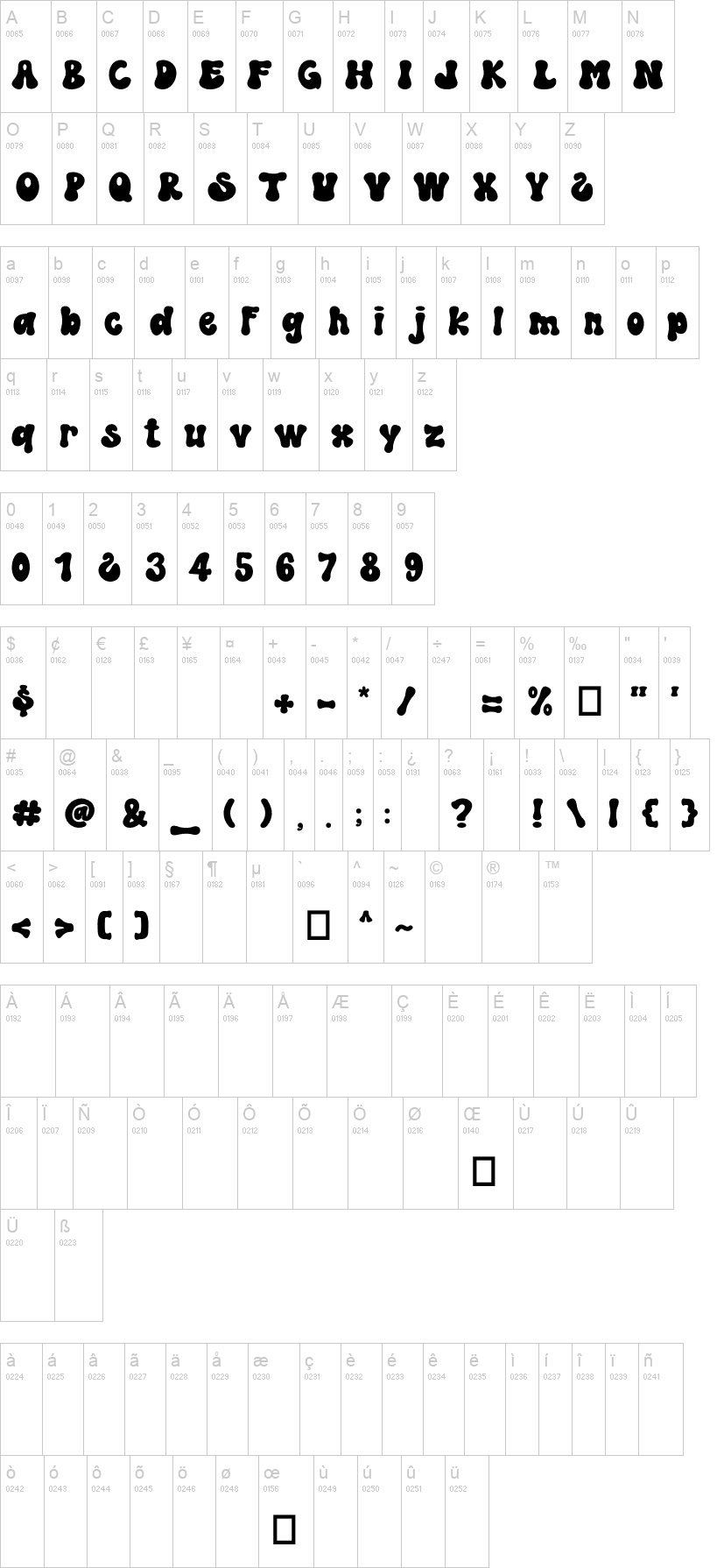 Magic School 字体字形表