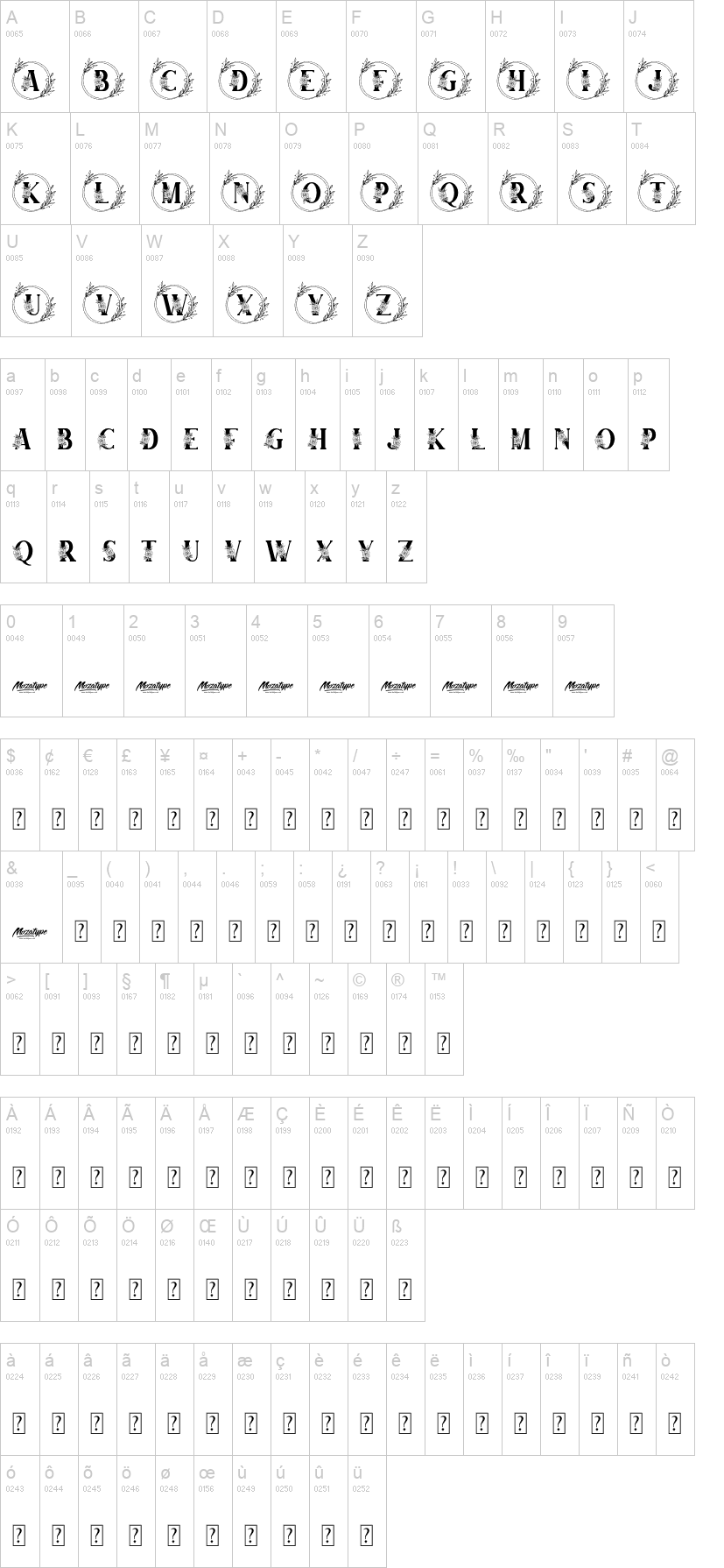 Magnolia Monogram 字体字形表