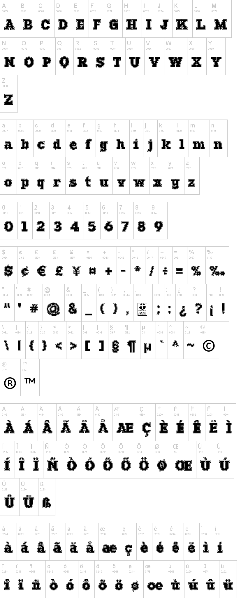 Manti Slab College 字体字形表