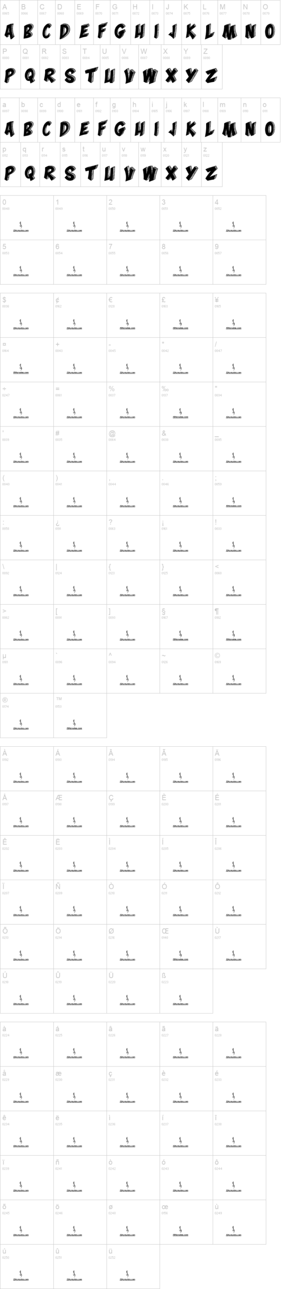 Mona Shark 字体字形表