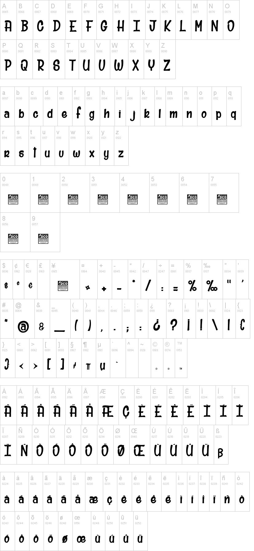 Mr Sunshine 字体字形表