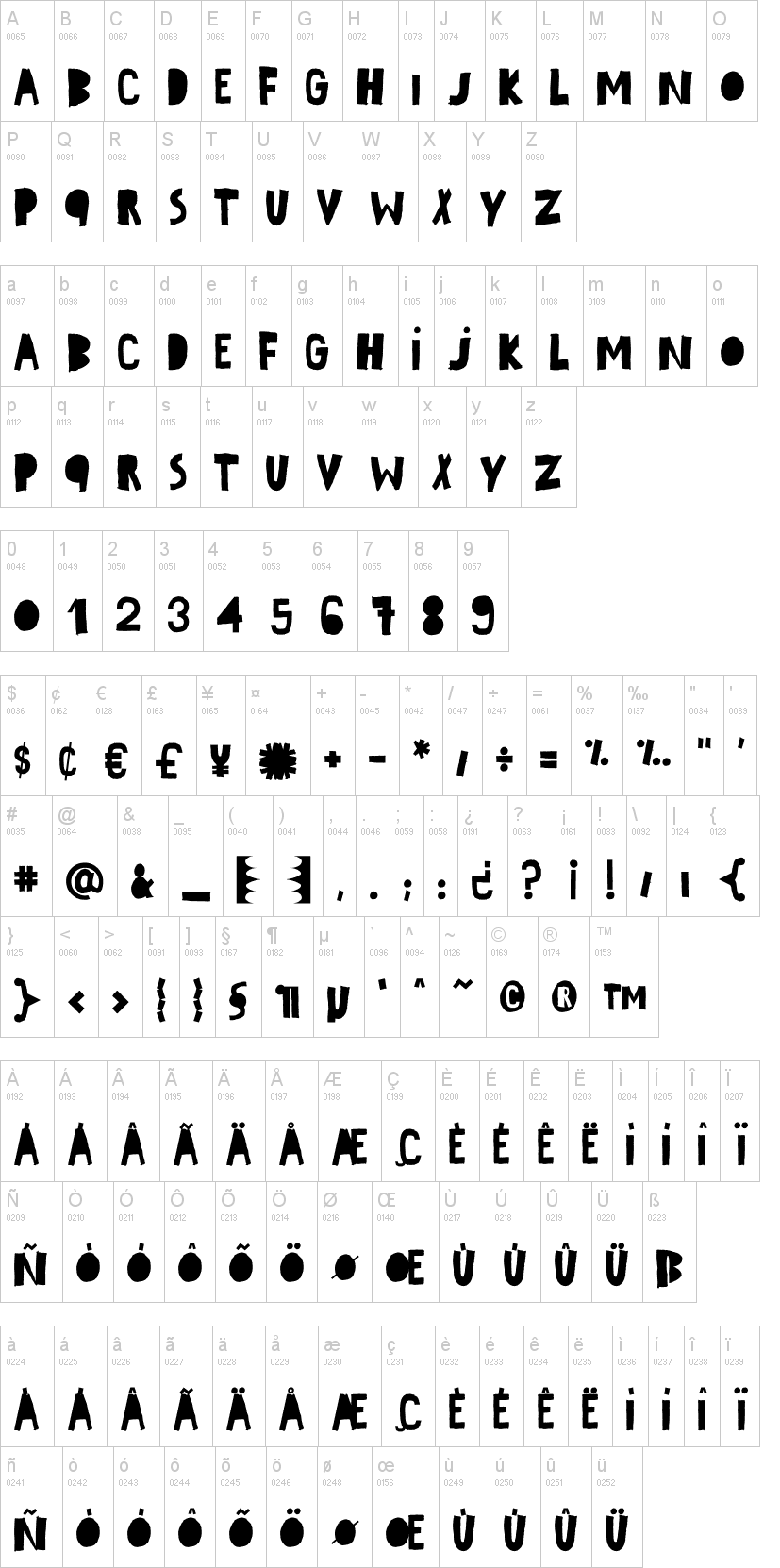 No Color 字体字形表