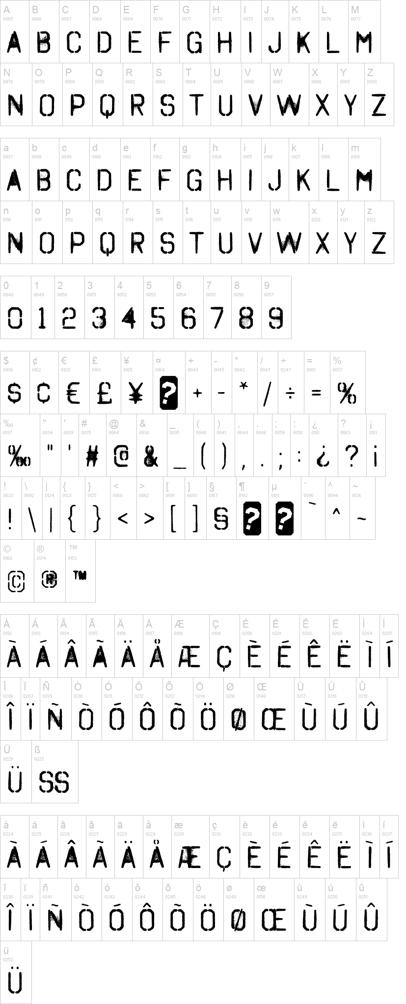 Octin Spraypaint Free 字体字形表