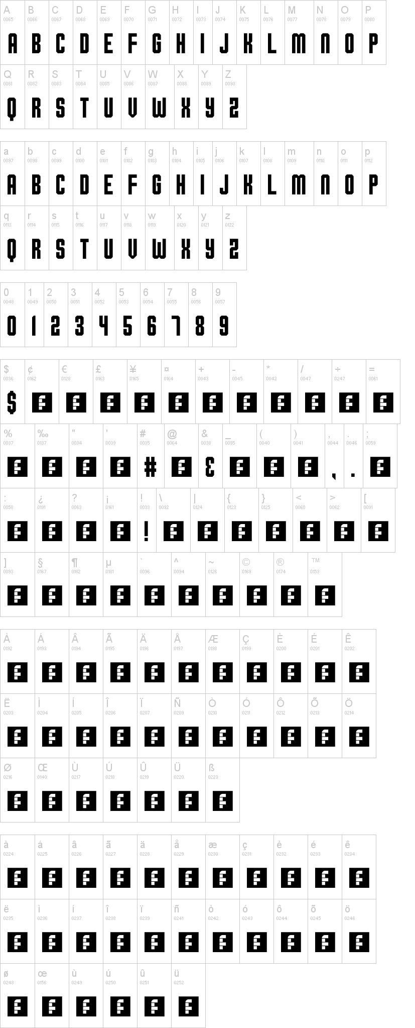 Ohio Collegiate 字体字形表