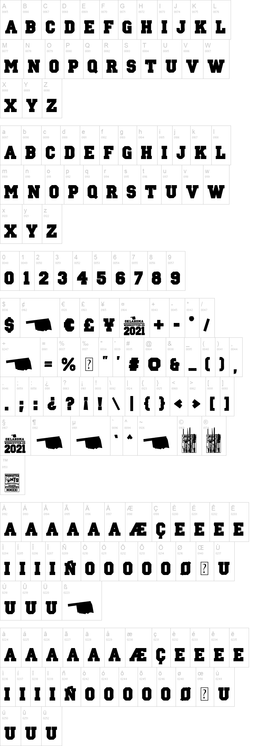 Oklahoma 2021 字体字形表