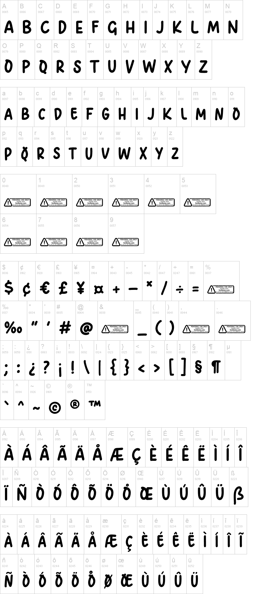 Orange Smile 字体字形表