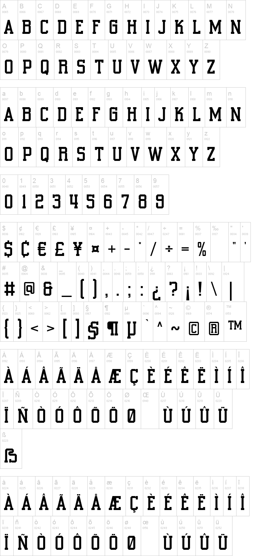 Origin Athletic 字体字形表