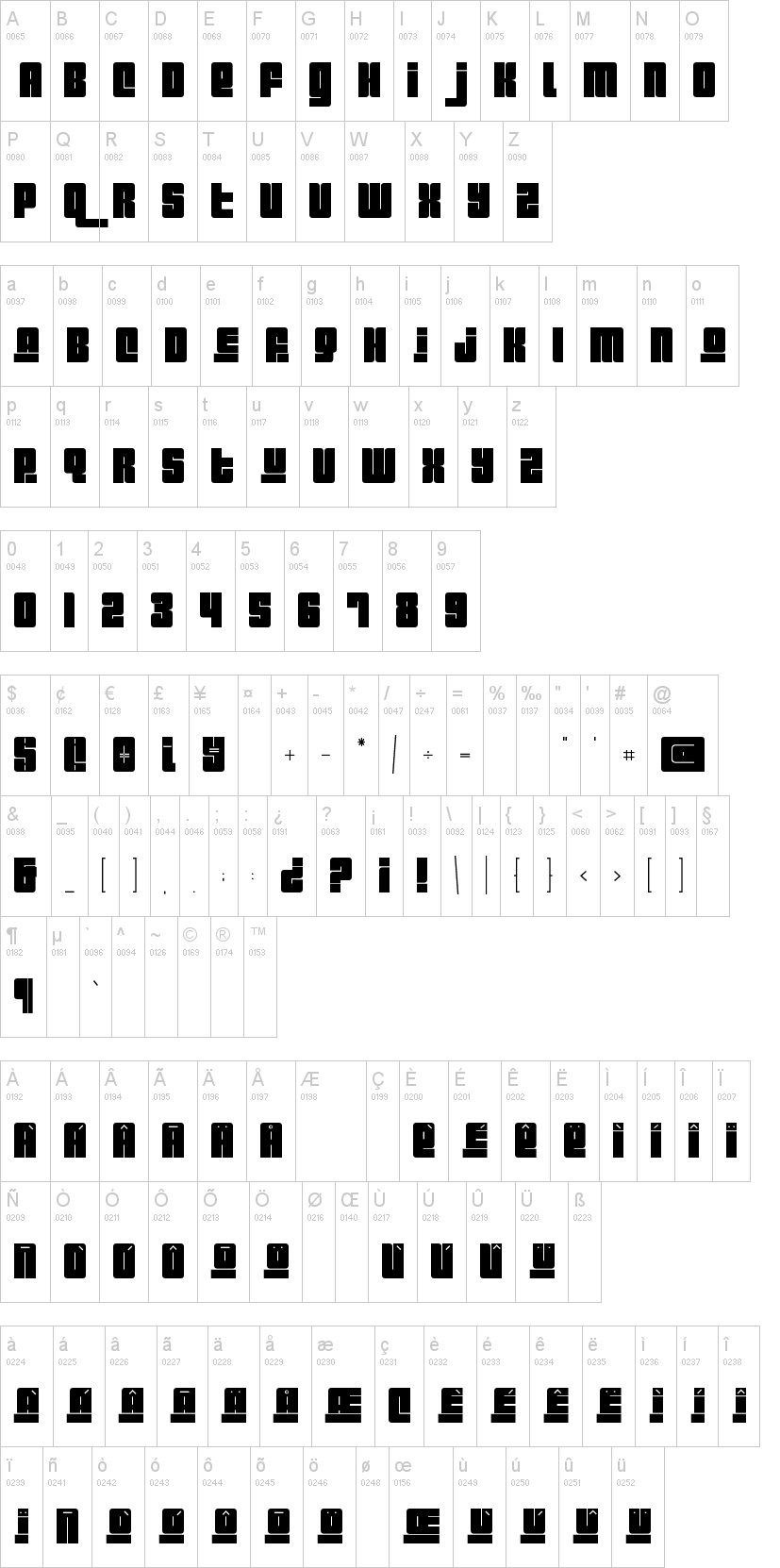 Pincoya Black 字体字形表