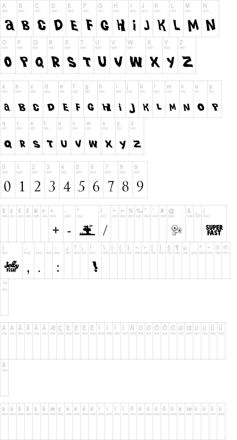 Plastic Beach 字体字形表