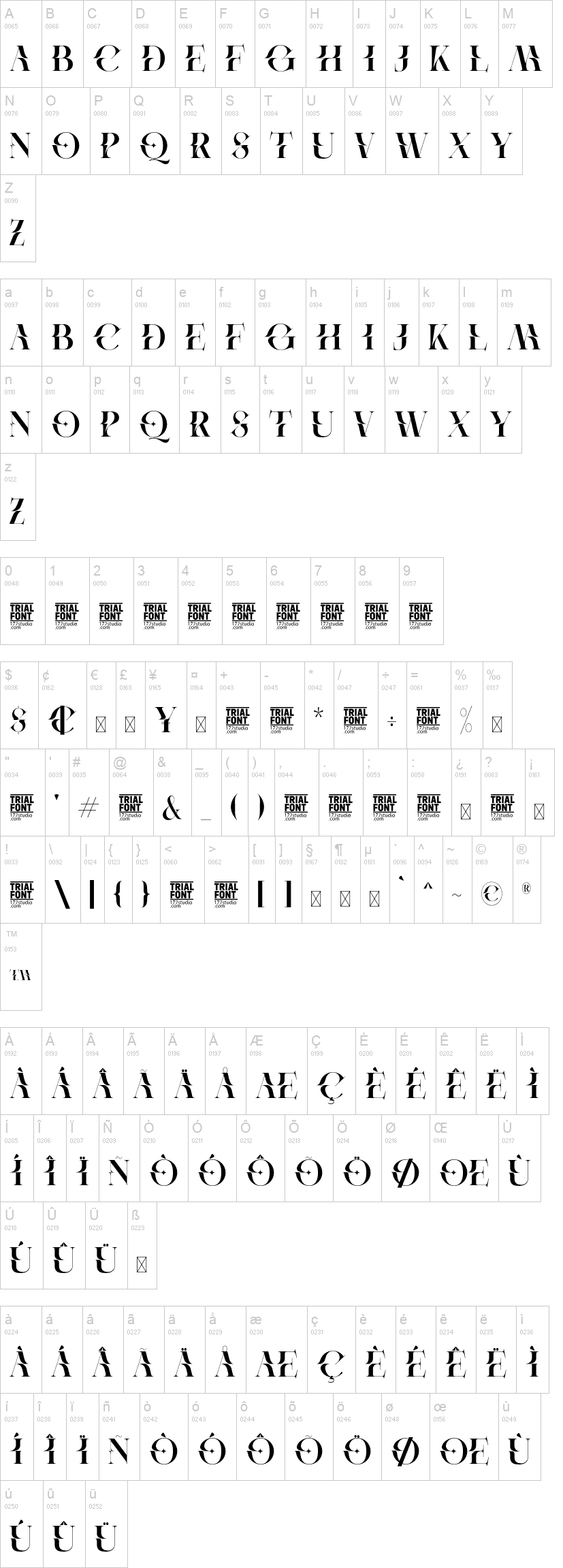 Protest 字体字形表