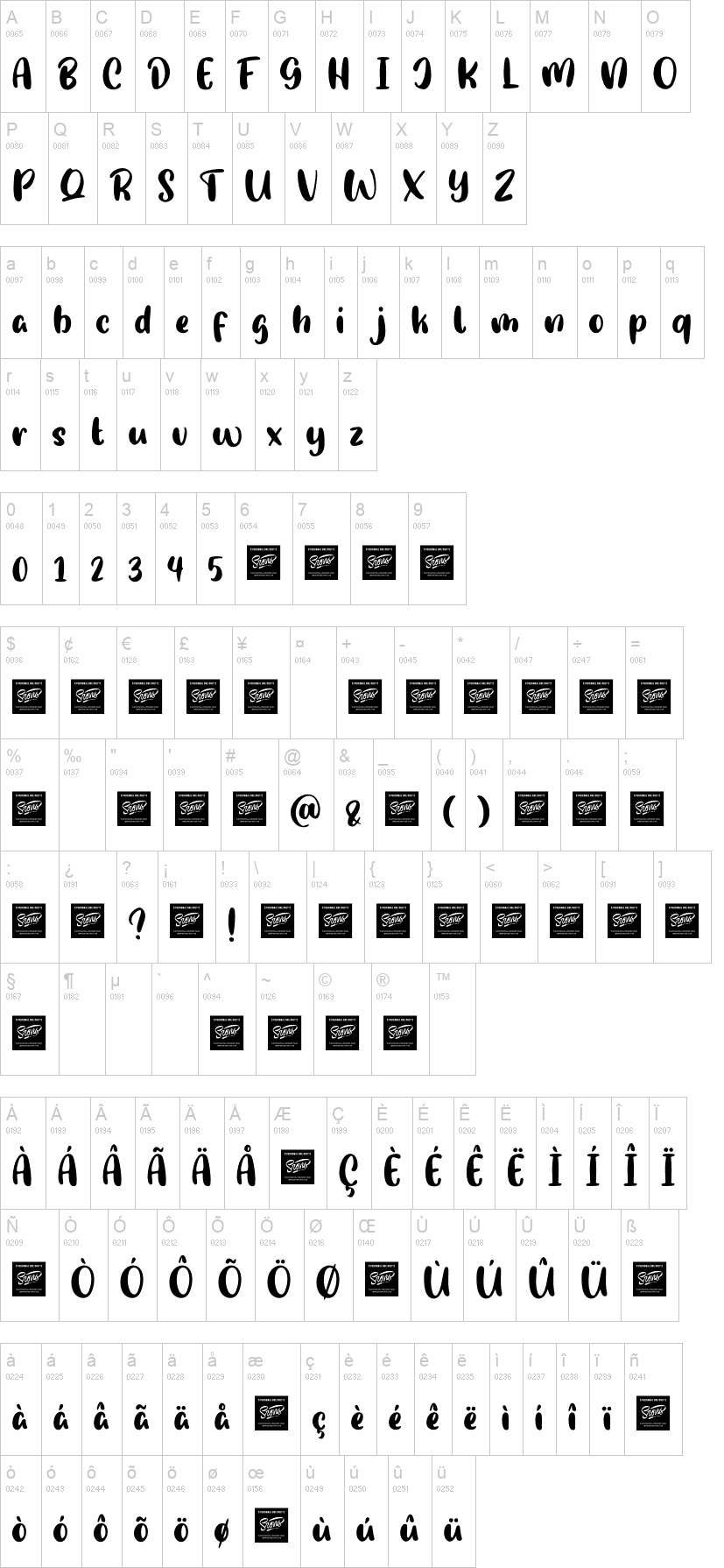 Pumpkin Story 字体字形表