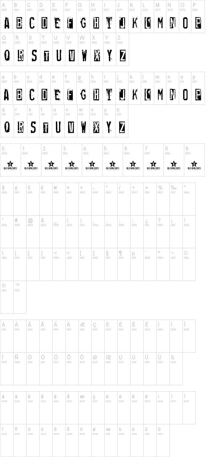 Rubber Stamp 字体字形表