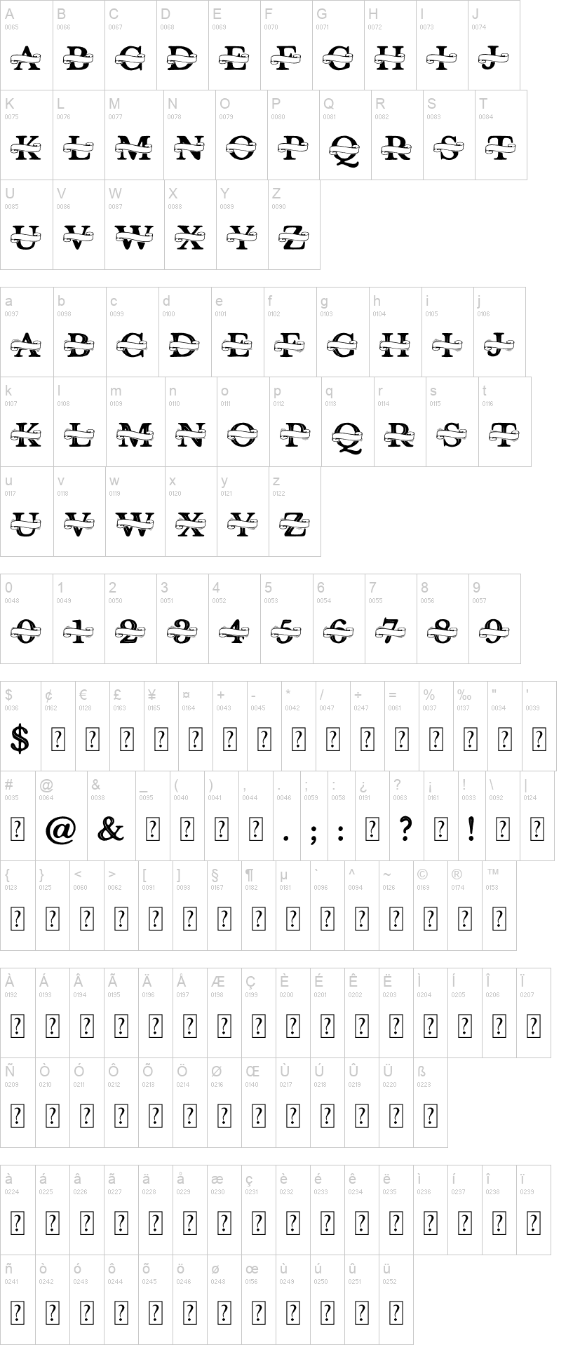 Shelana Monogram Split 字体字形表
