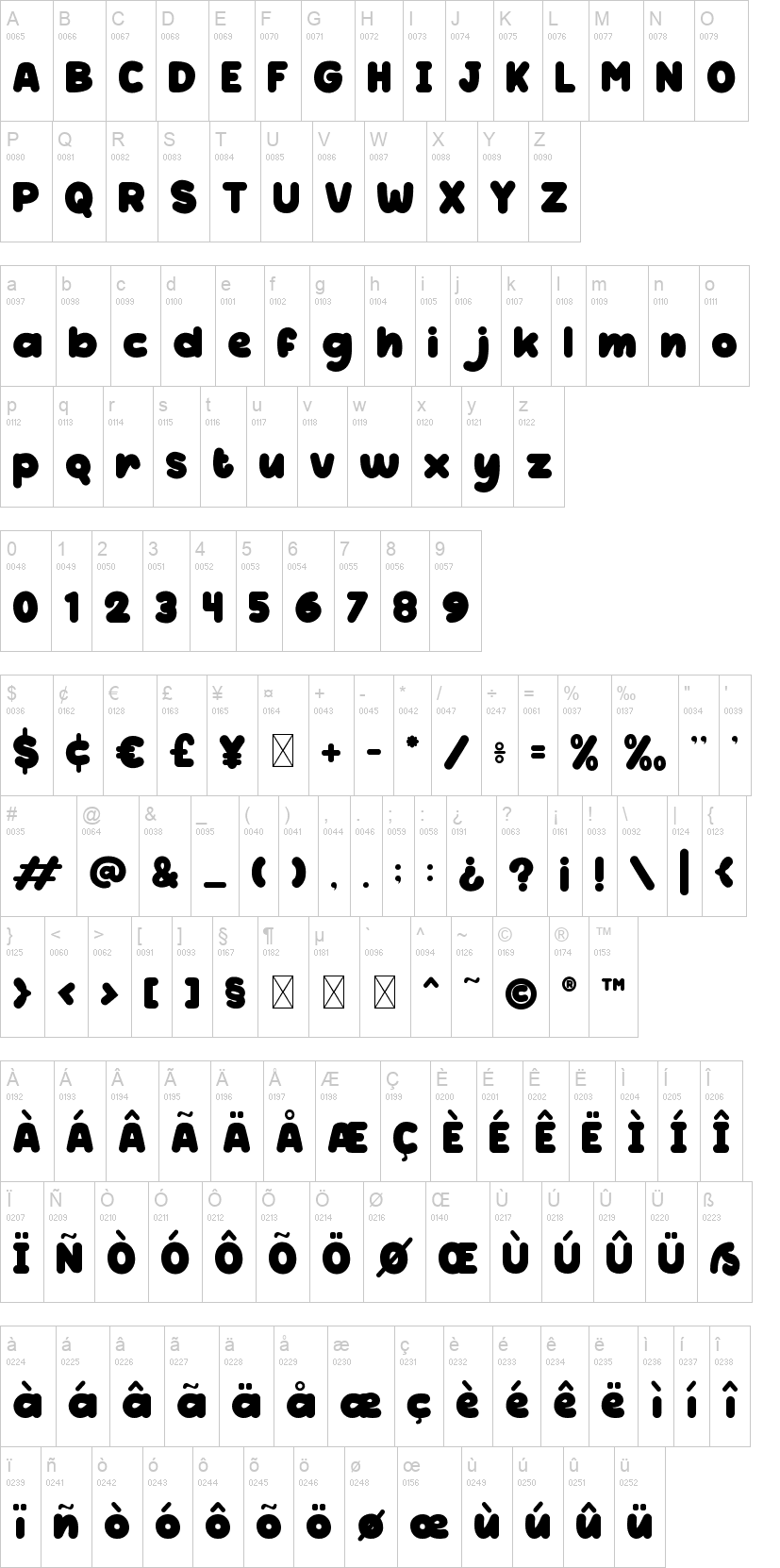 Smoky Maple 字体字形表