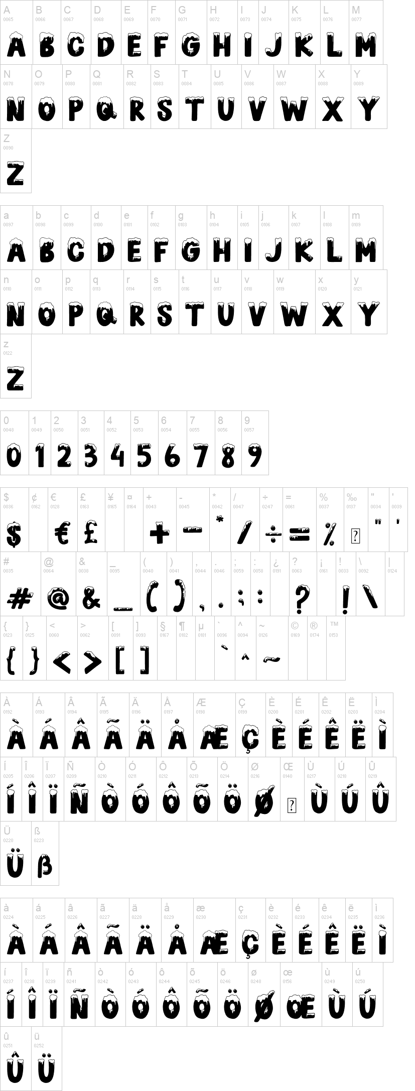 Snow Blue 字体字形表