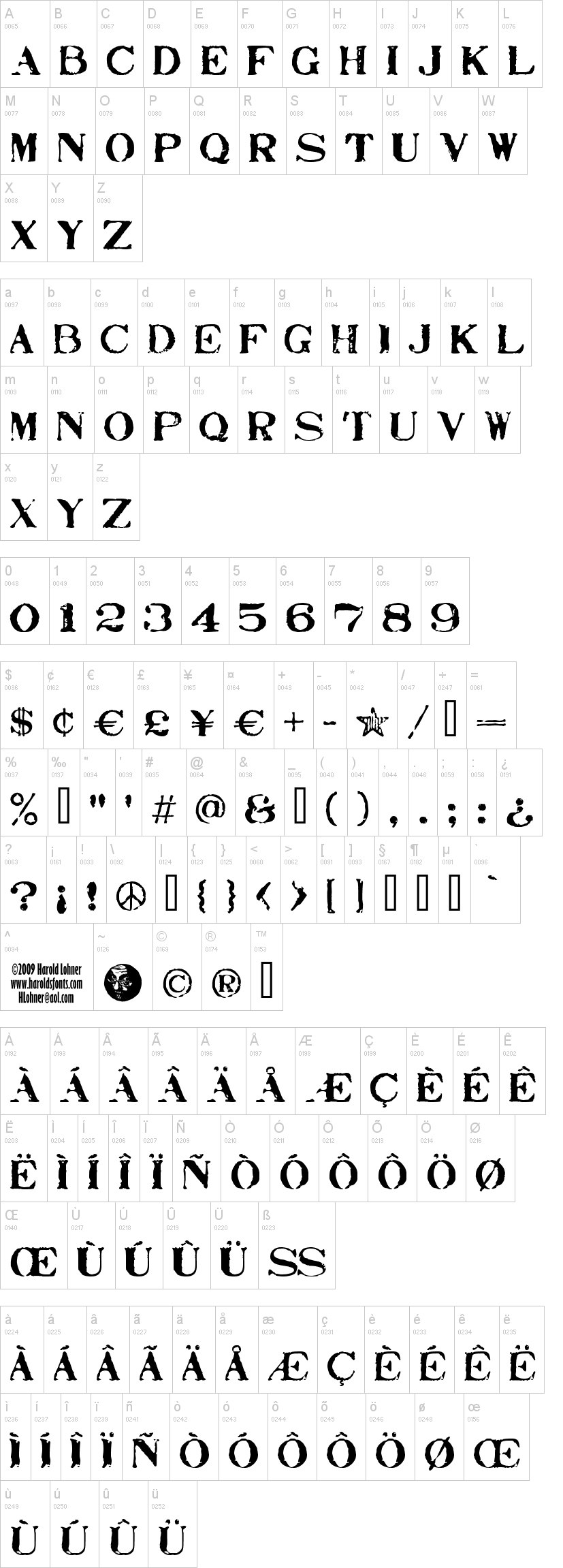 Stamp Act 字体字形表