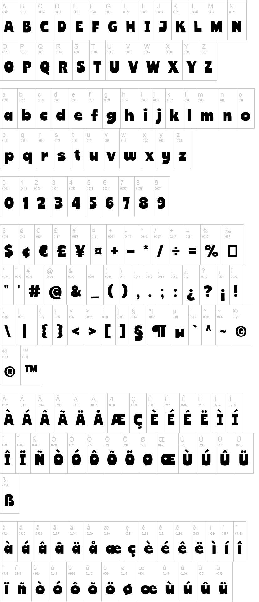 Super Amore 字体字形表