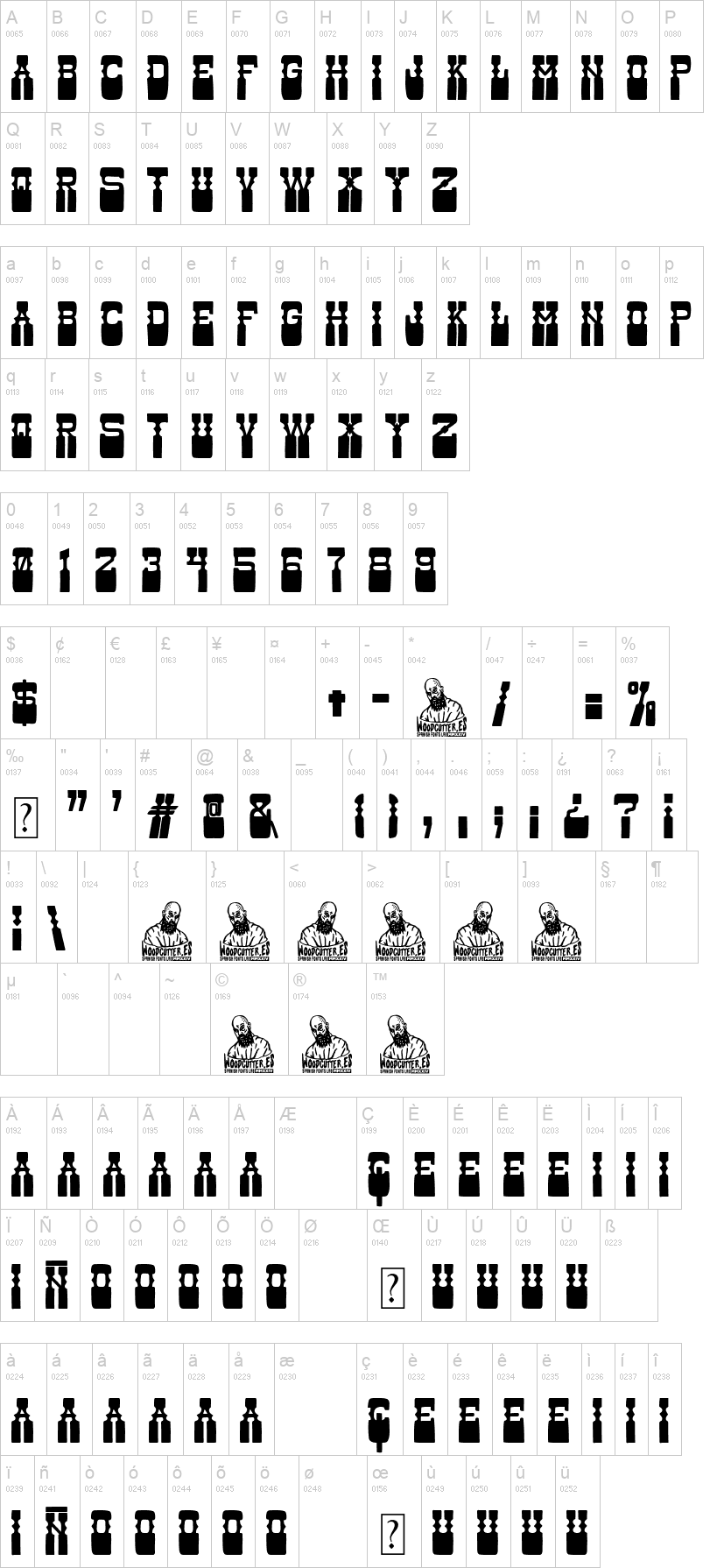 Super Cowboy 字体字形表