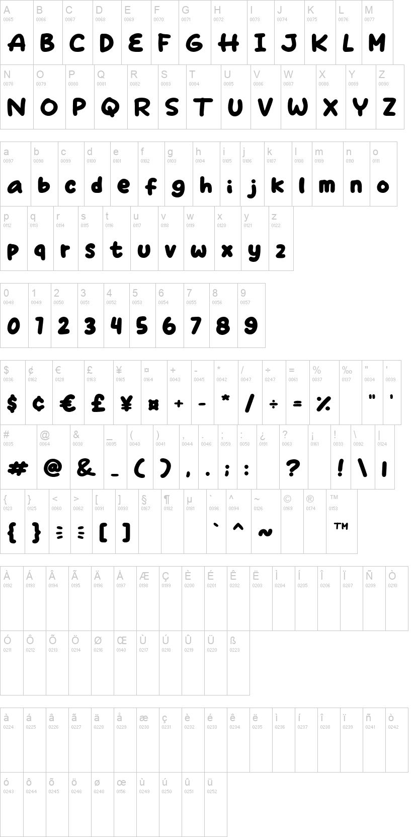 Take Coffee 字体字形表