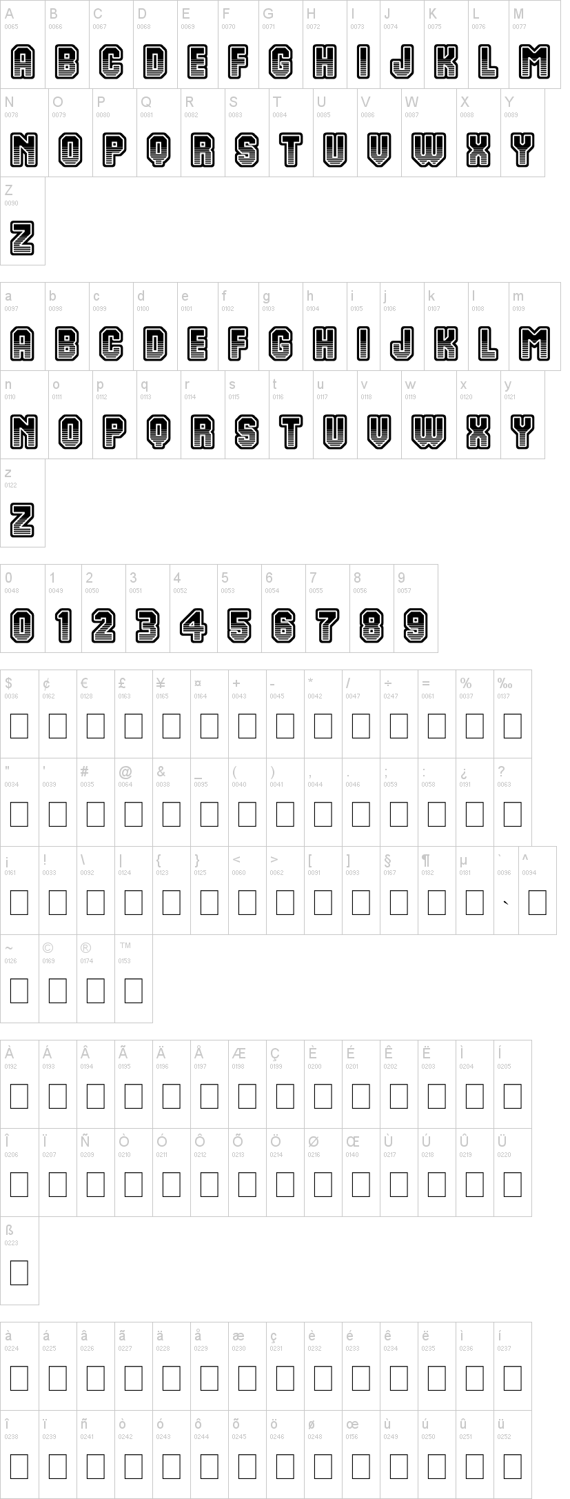 Team 401 字体字形表