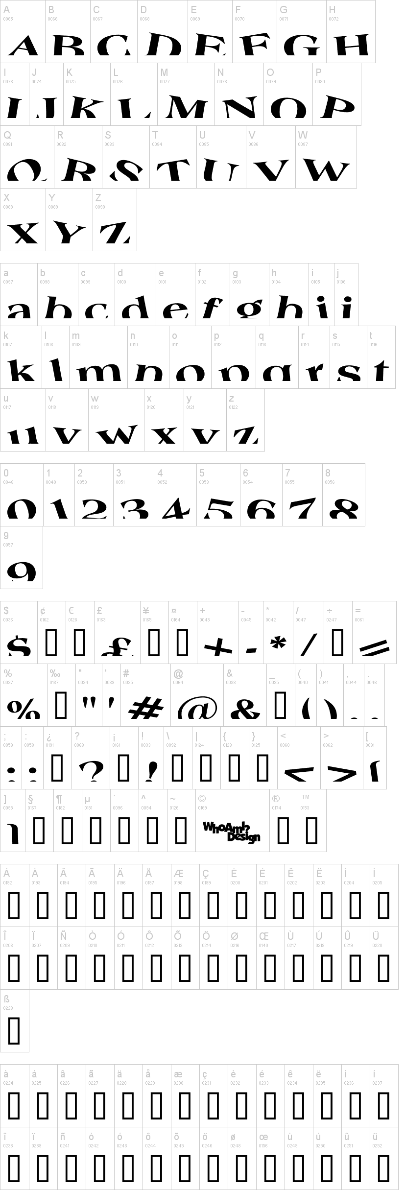 Troubled Genius 字体字形表