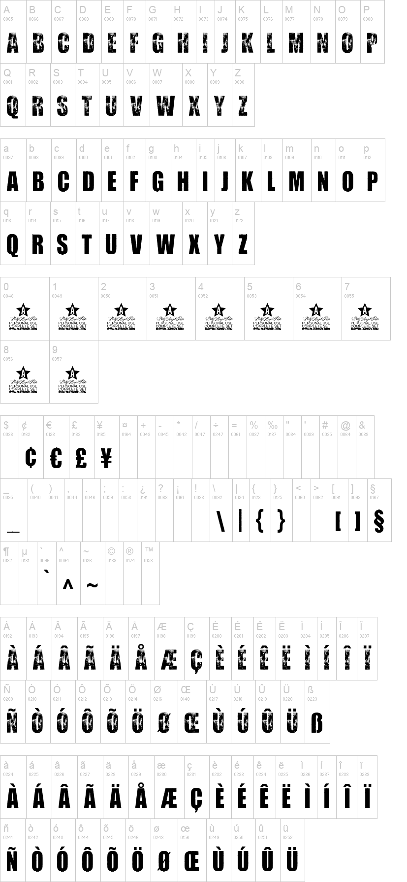 Watcher 字体字形表