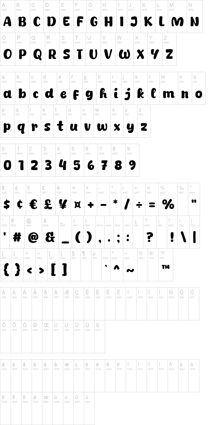 Winter Minie 字体字形表