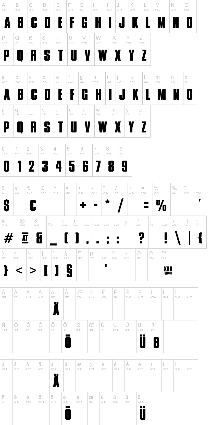 XXII Don't mess with Vikings 字体字形表
