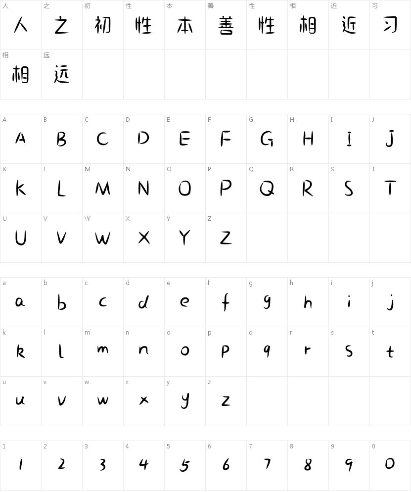 小可奶酪体下载 | 书籍封面的童趣手写字体 字体字形表