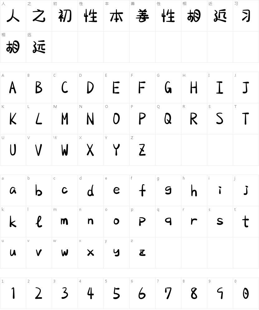 做书籍封面缺字体？「宅在家粉條甜」值得试试 字体字形表