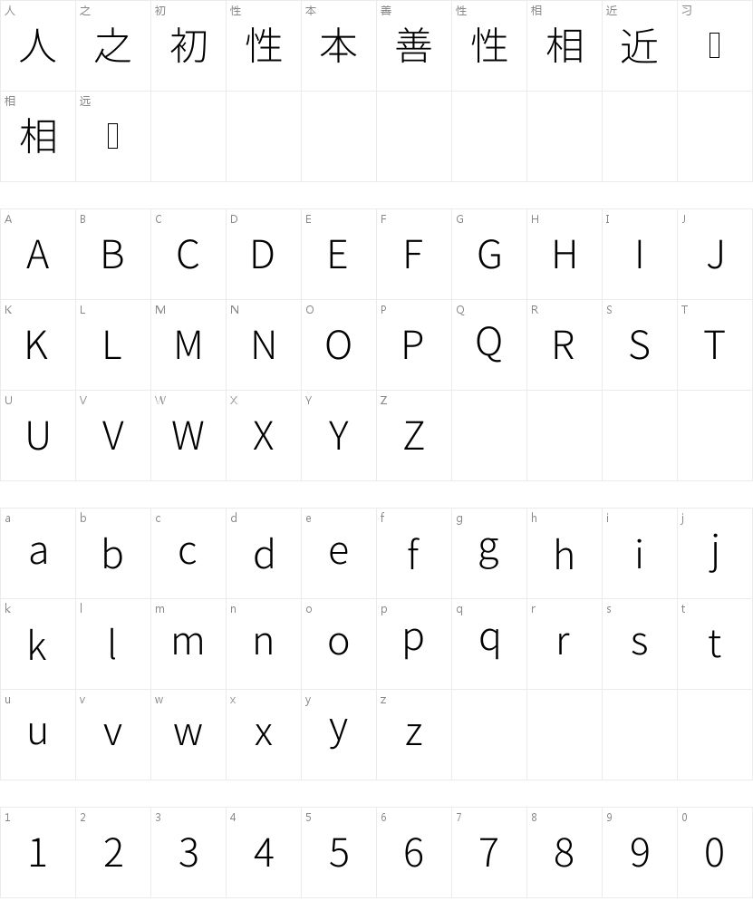 「Limited 源真ゴシックP Light」：网页标题的极简设计语言 字体字形表