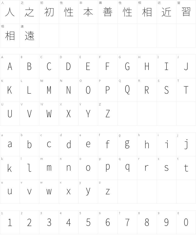 聊聊思源真黑等宽版 ExtraLight 在 App 里的细节 字体字形表