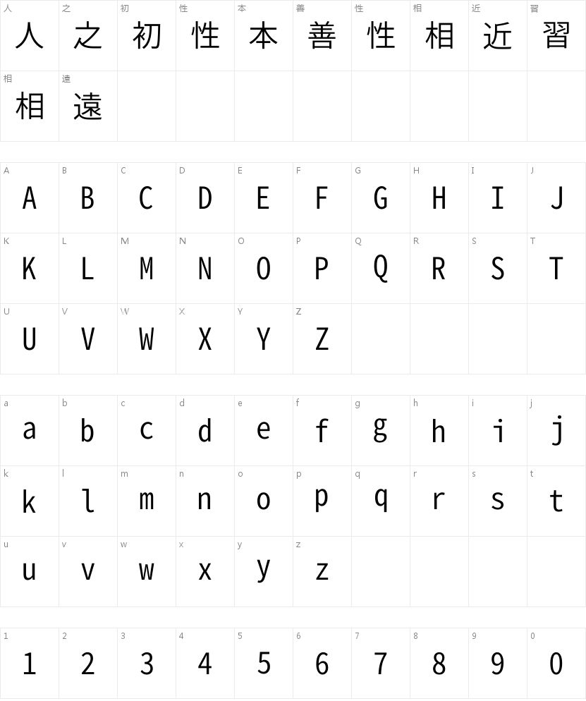 为什么「思源真黑等宽版 Normal」值得做海报标题 字体字形表