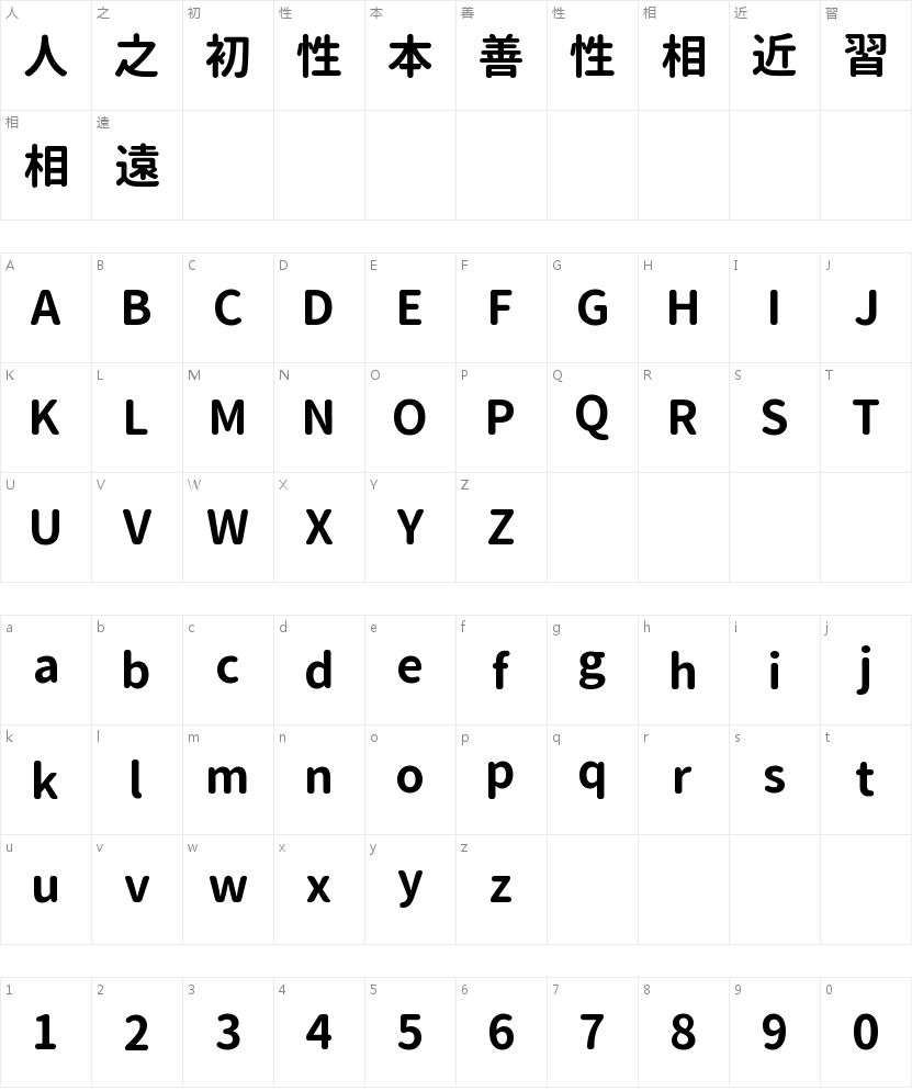 思源柔黑 Bold——品牌VI中的温柔力量 字体字形表