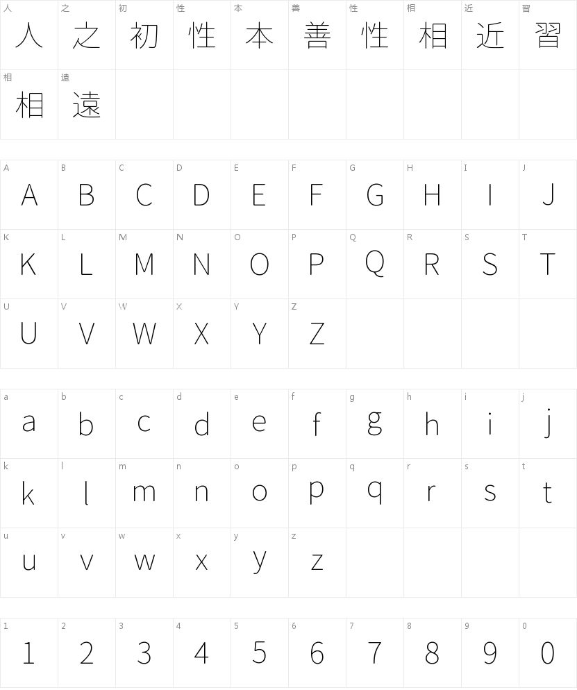App界面字体清单：思源柔黑 ExtraLight 值得收吗 字体字形表