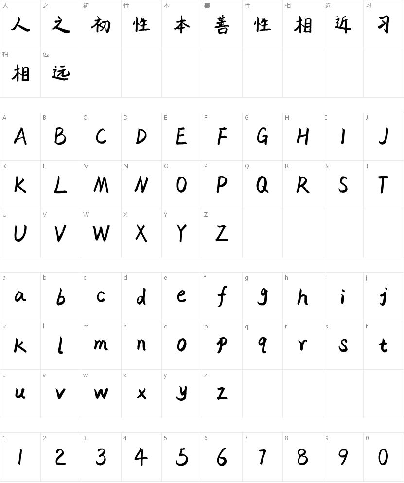 做游戏UI看腻了黑体？聊聊「平方塞北体」的江湖气 字体字形表