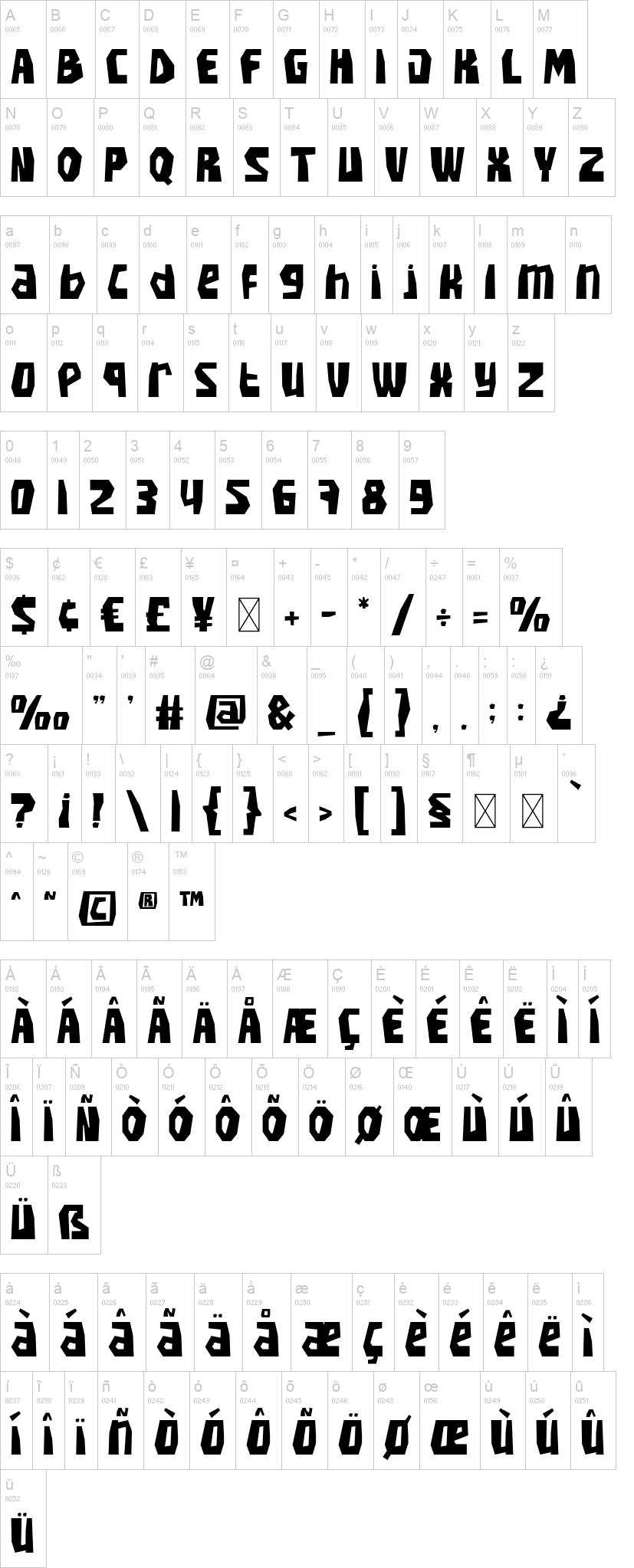 Paper Slash 字体字形表