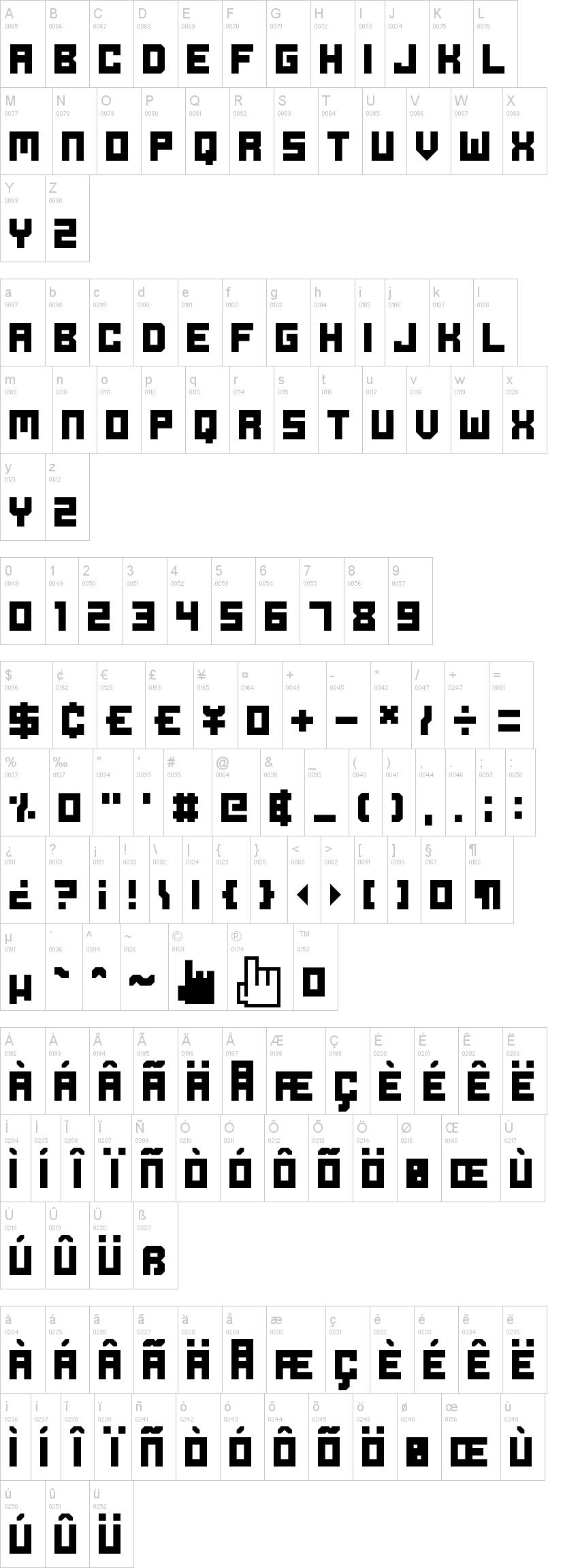Ode to Idle Gaming 字体字形表