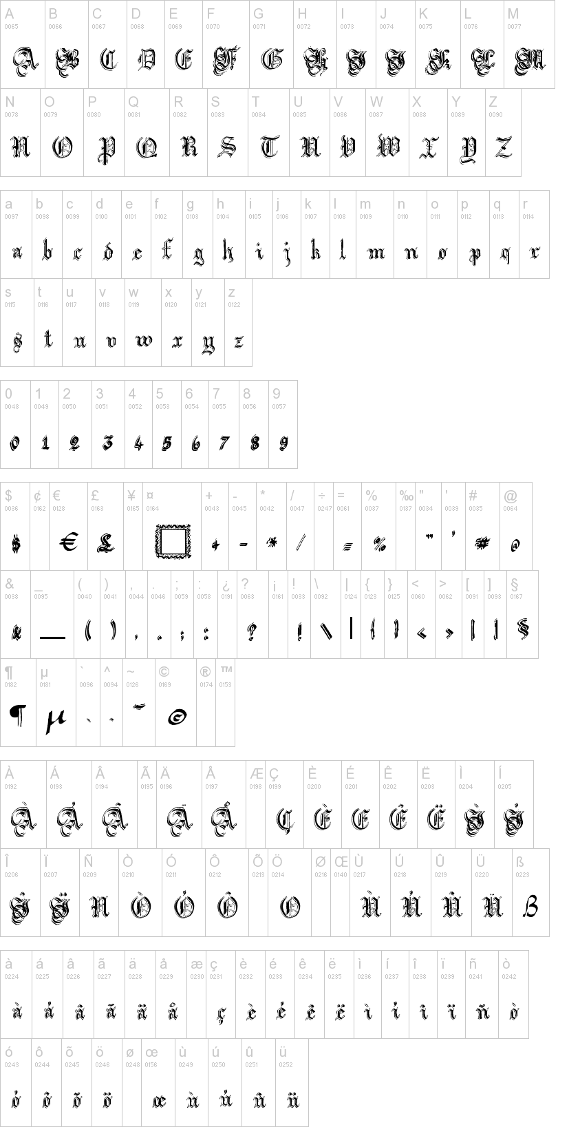 Argor Flahm Scaqh 字体字形表