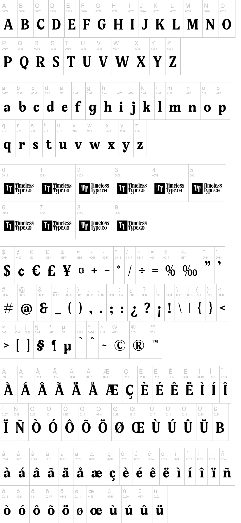 Gafjust Minfine 字体字形表