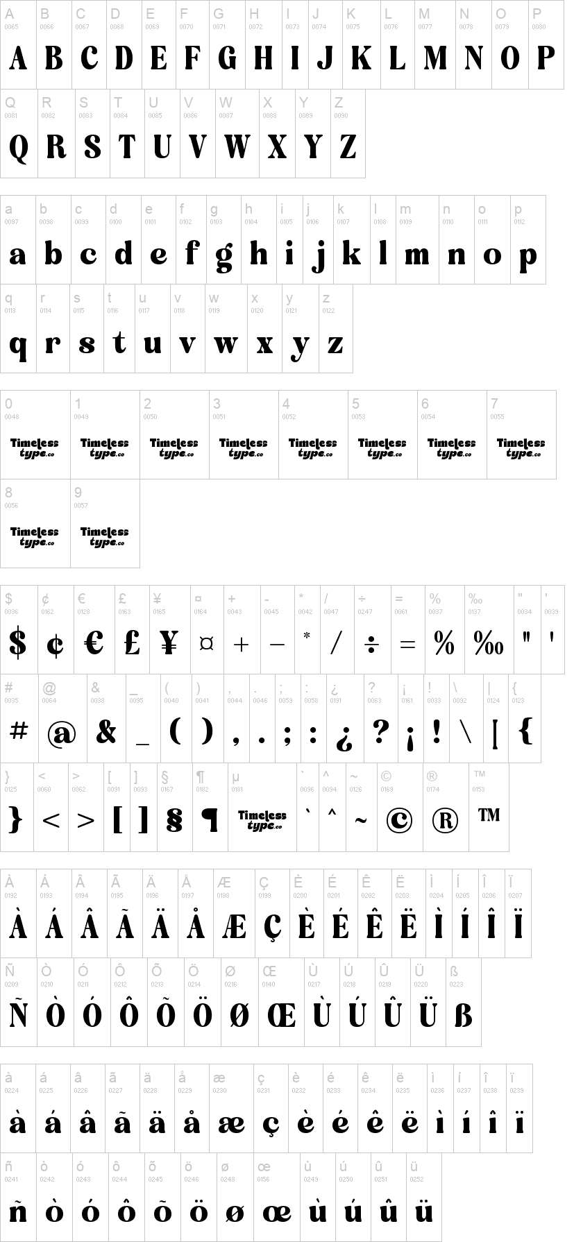Classica Motion 字体字形表
