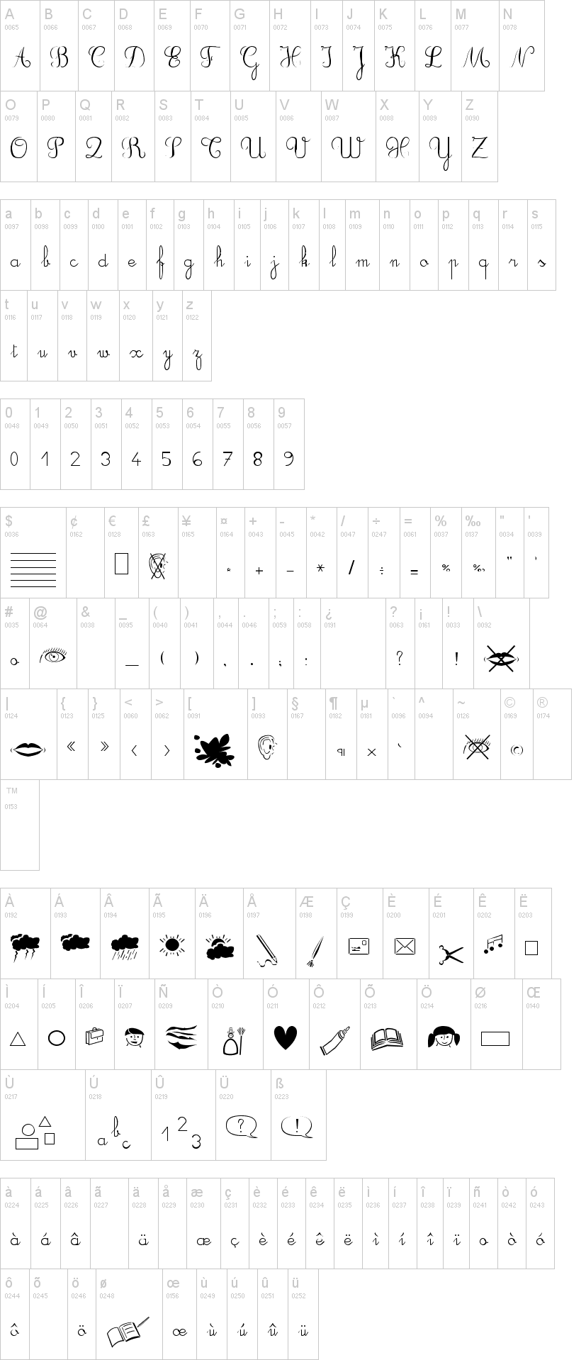 DuCahier 字体字形表