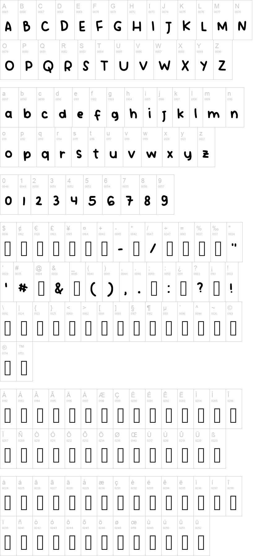 Vividly 字体字形表