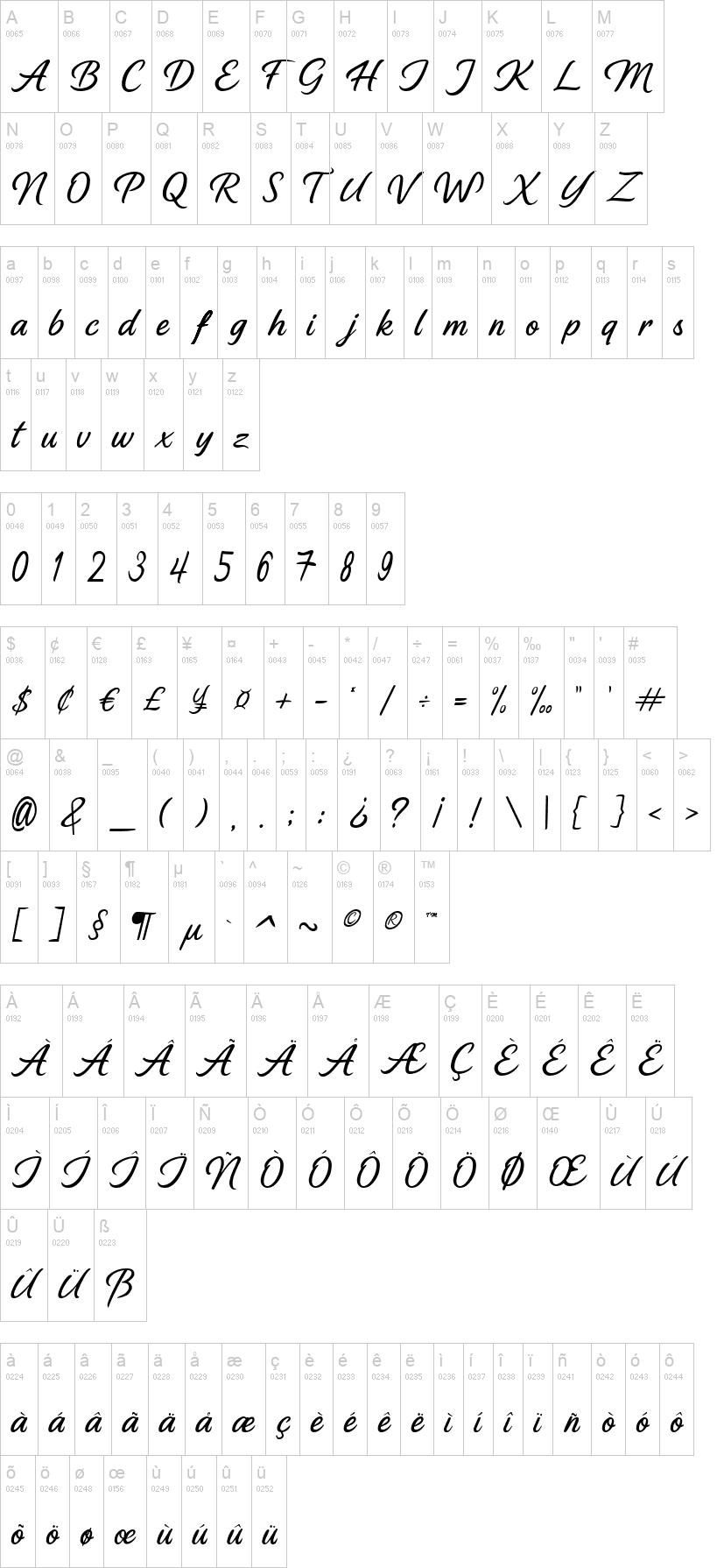 Au Bord de la Seine 字体字形表
