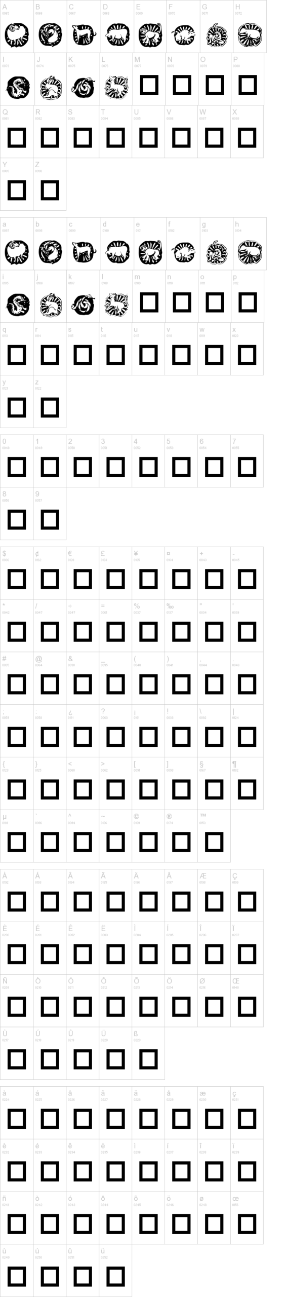 KR Chinese Zodiac 字体字形表
