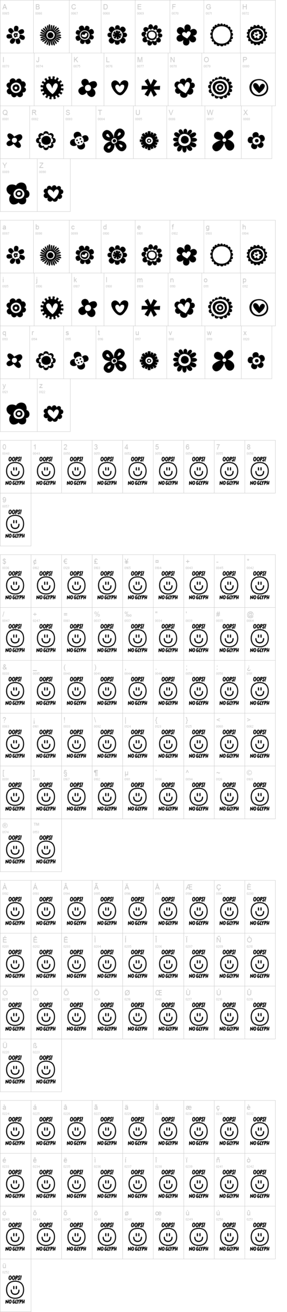 MTF 100 Dings 字体字形表